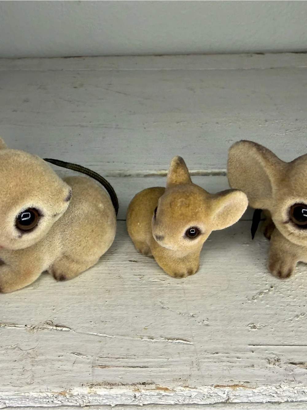 Vintage Rare Patmar Japan Flocked Mice Family, big ears figures, EUC